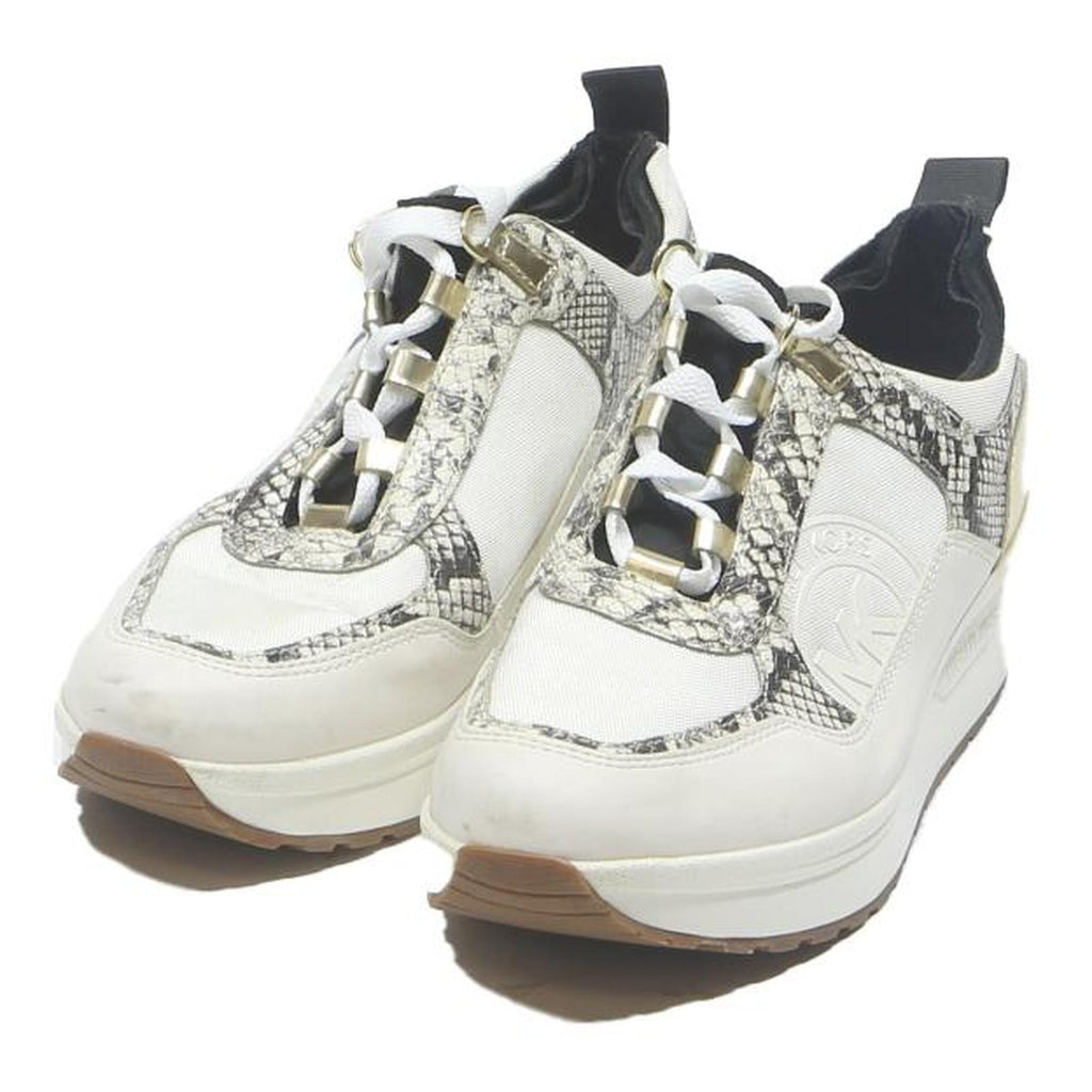 MICHAEL KORS Womens Leather Low Top Trainers White Gold UK 7 Stylish Comfortable