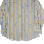 ROPER Mens Beige & Blue Pattern Shirt L Western Cotton Button Casual Long Sleeve