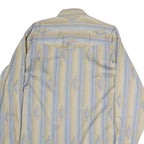 ROPER Mens Beige & Blue Pattern Shirt L Western Cotton Button Casual Long Sleeve