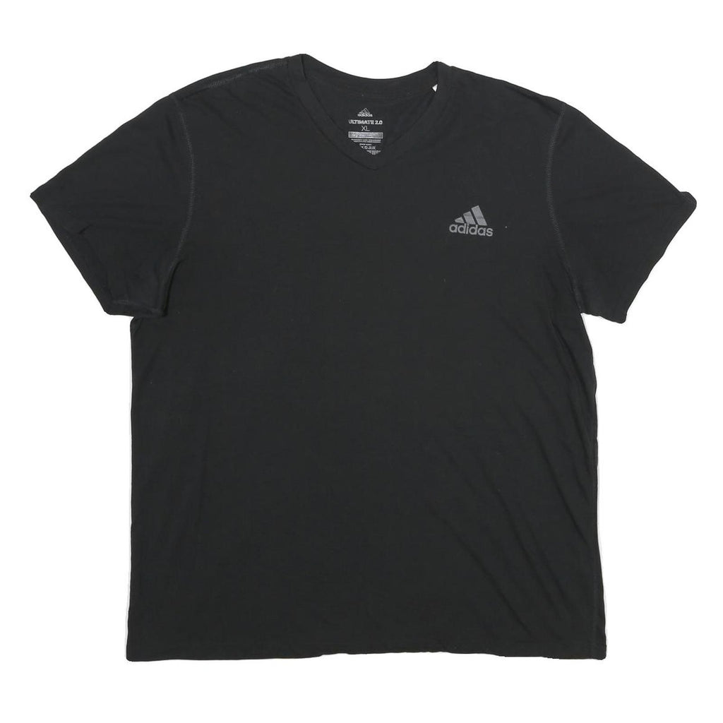 ADIDAS Mens Black V-Neck T-Shirt XL Polyester Athletic Casual Sportswear