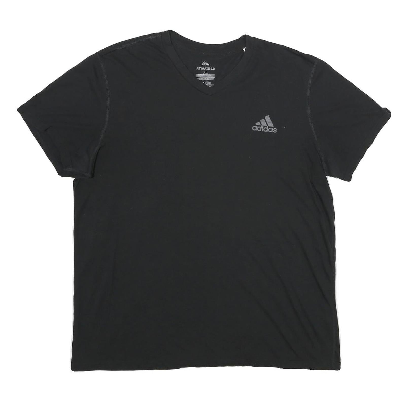 ADIDAS Mens Black V-Neck T-Shirt XL Polyester Athletic Casual Sportswear