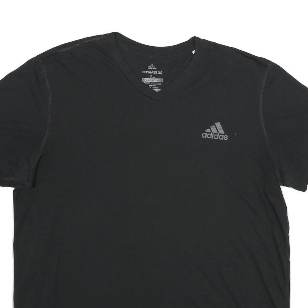 ADIDAS Mens Black V-Neck T-Shirt XL Polyester Athletic Casual Sportswear