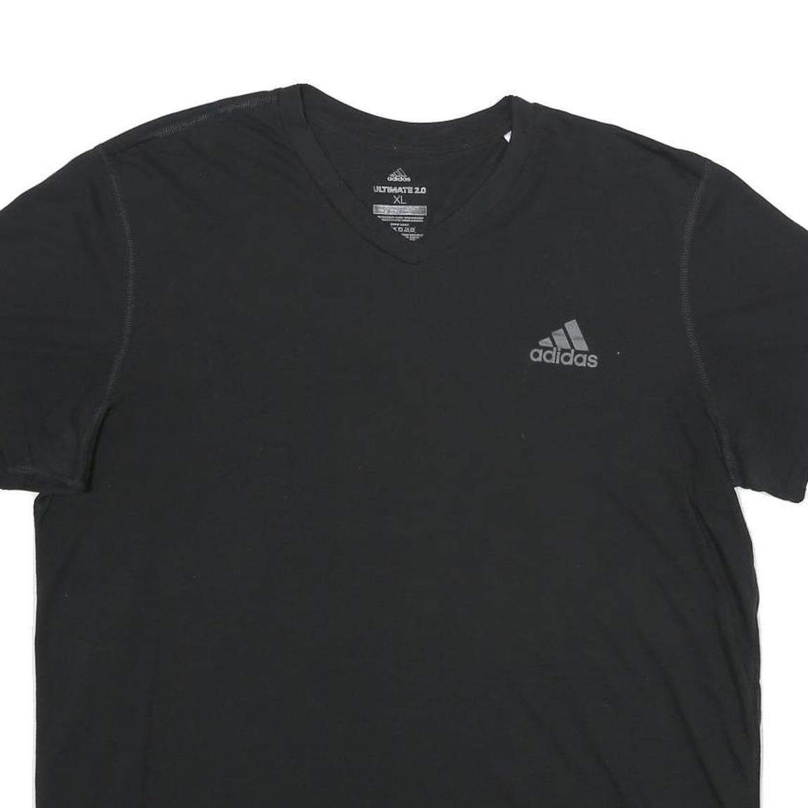 ADIDAS Mens Black V-Neck T-Shirt XL Polyester Athletic Casual Sportswear