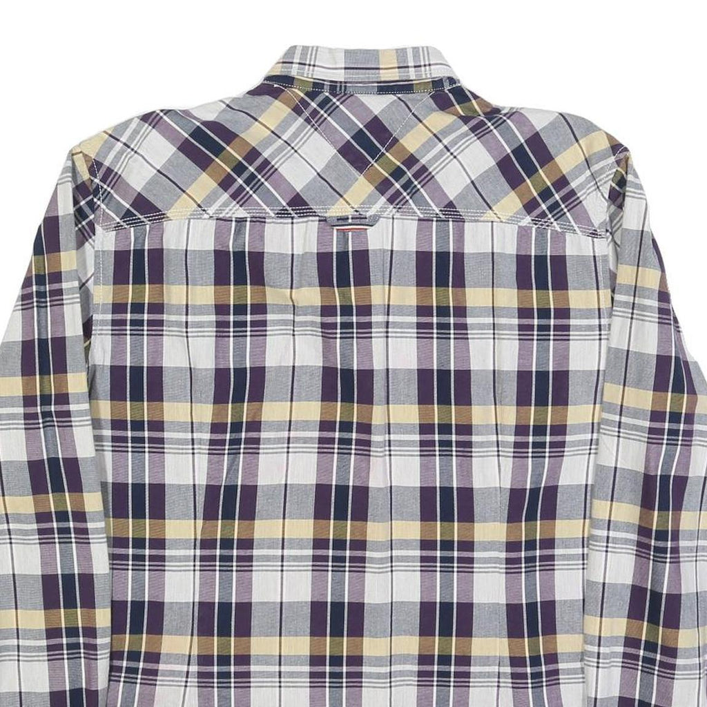 TOMMY HILFIGER Mens Blue Beige Check Shirt XL Classic Button-Down Long Sleeve