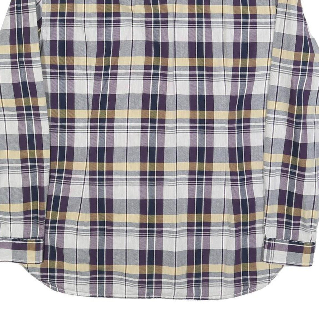 TOMMY HILFIGER Mens Blue Beige Check Shirt XL Classic Button-Down Long Sleeve