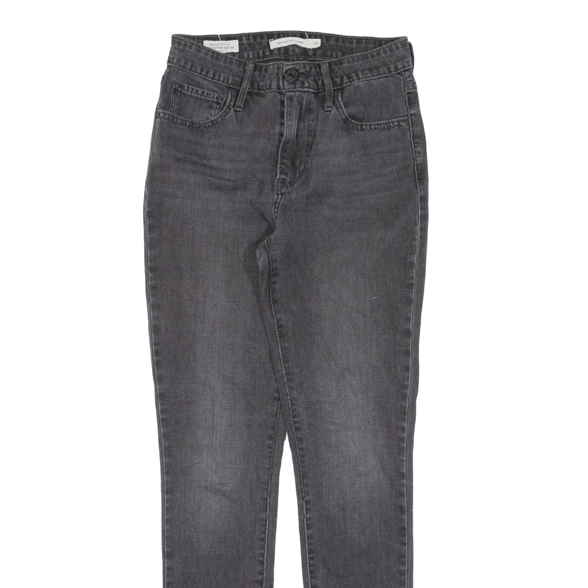 LEVI'S 721 BIG E High Rise Womens Jeans Black Slim Skinny W26 L30