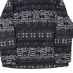 WOOLRICH Mens Blue Black Zip Jacket L Polyester Blend Patterned Fleece Winter