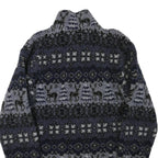 WOOLRICH Mens Blue Black Zip Jacket L Polyester Blend Patterned Fleece Winter