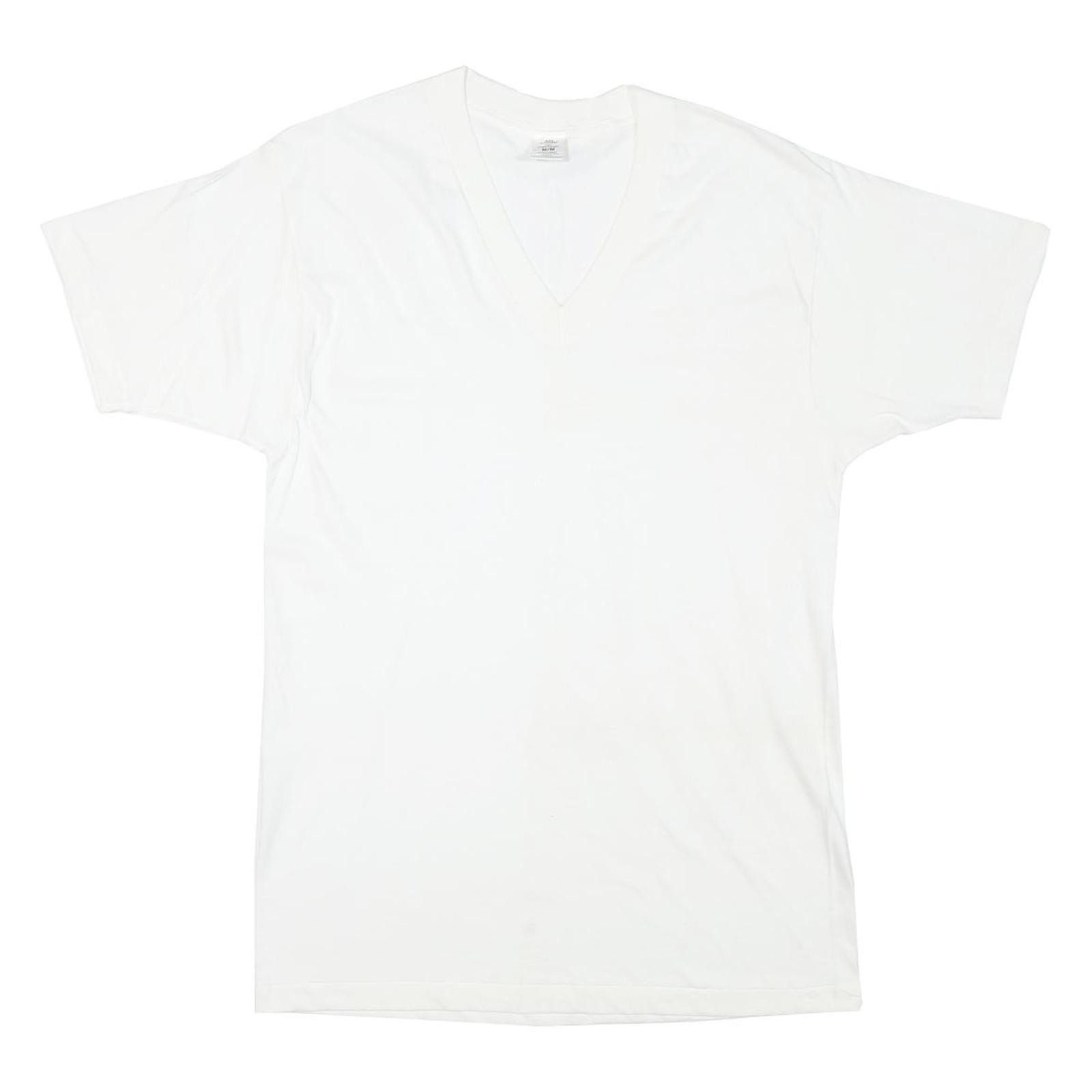 STAFFORD Mens White V-Neck T-Shirt M Cotton Blend Short Sleeve Plain Casual