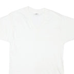 STAFFORD Mens White V-Neck T-Shirt M Cotton Blend Short Sleeve Plain Casual