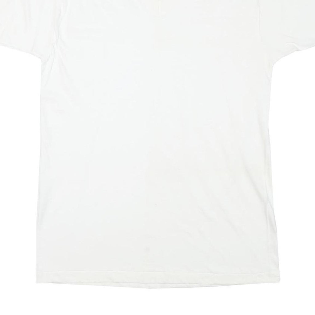 STAFFORD Mens White V-Neck T-Shirt M Cotton Blend Short Sleeve Plain Casual