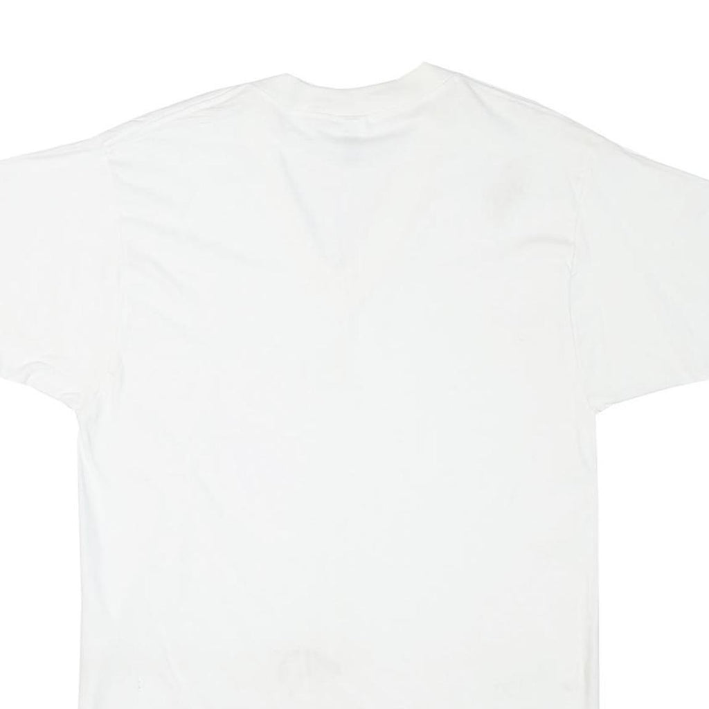 STAFFORD Mens White V-Neck T-Shirt M Cotton Blend Short Sleeve Plain Casual