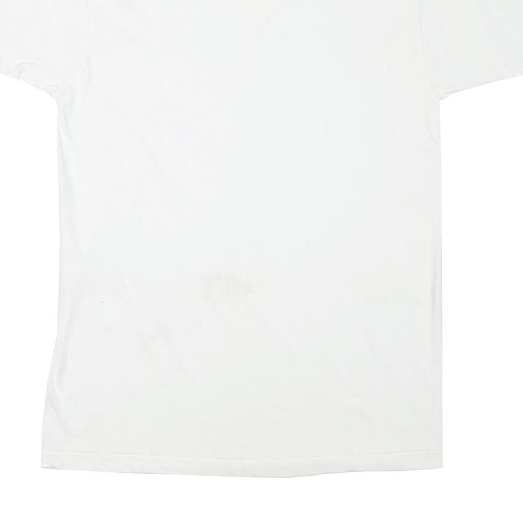 STAFFORD Mens White V-Neck T-Shirt M Cotton Blend Short Sleeve Plain Casual