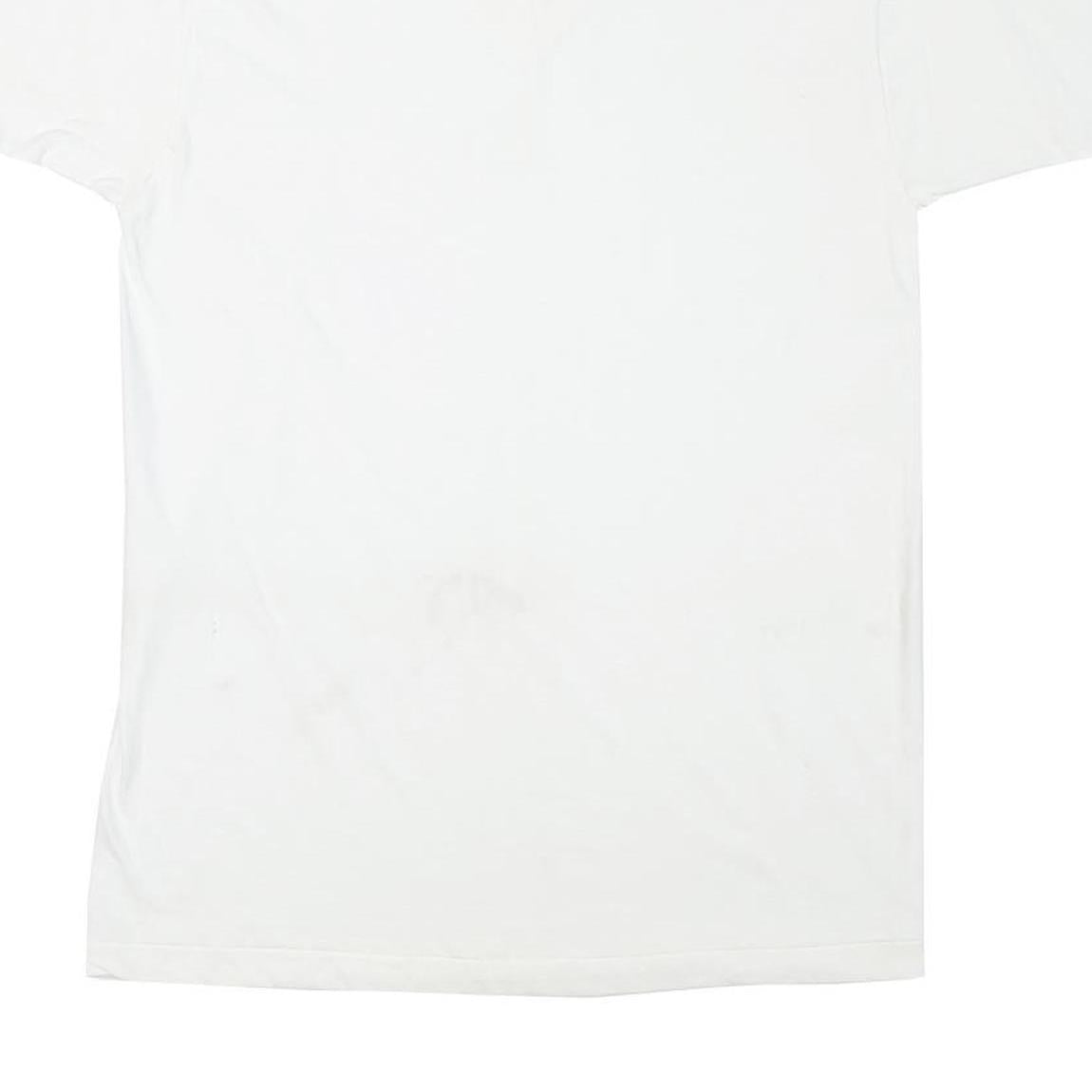 STAFFORD Mens White V-Neck T-Shirt M Cotton Blend Short Sleeve Plain Casual