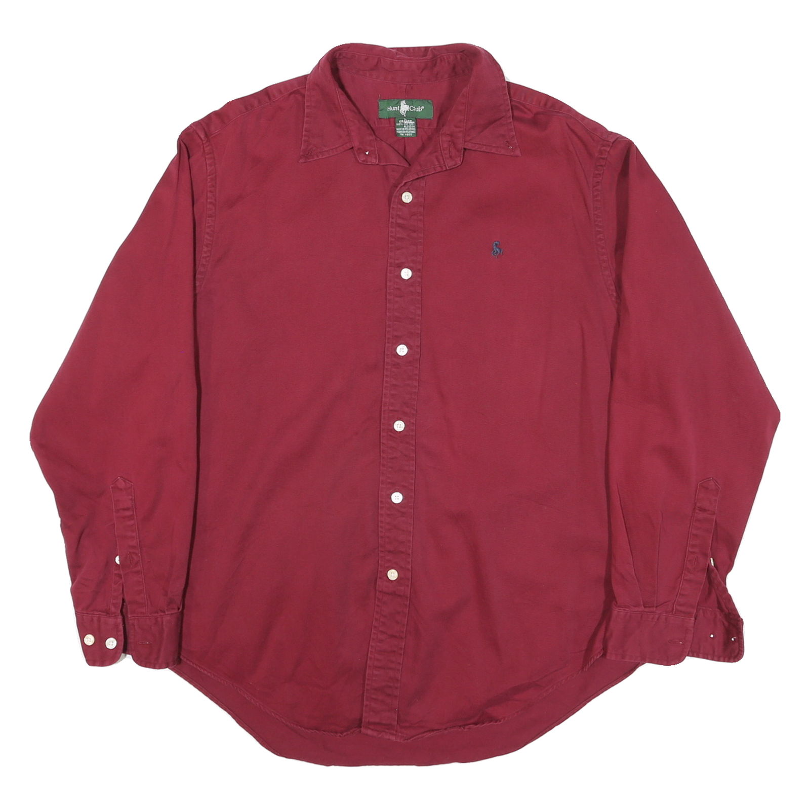 HUNT CLUB Mens Red Long Sleeve Shirt L Cotton Blend Classic Fit Button Closure