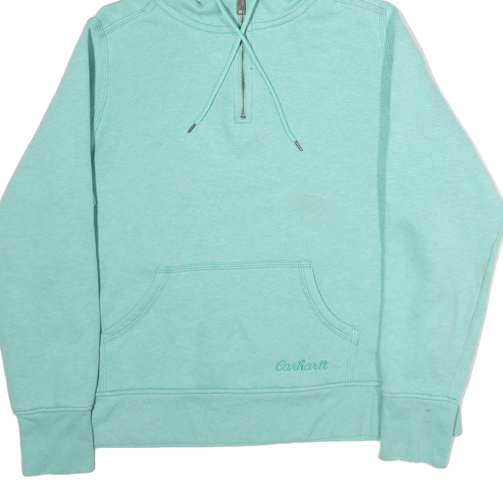 CARHARTT Womens Blue Pullover Hoodie XL Cotton ¼ Zip Casual Sweatshirt