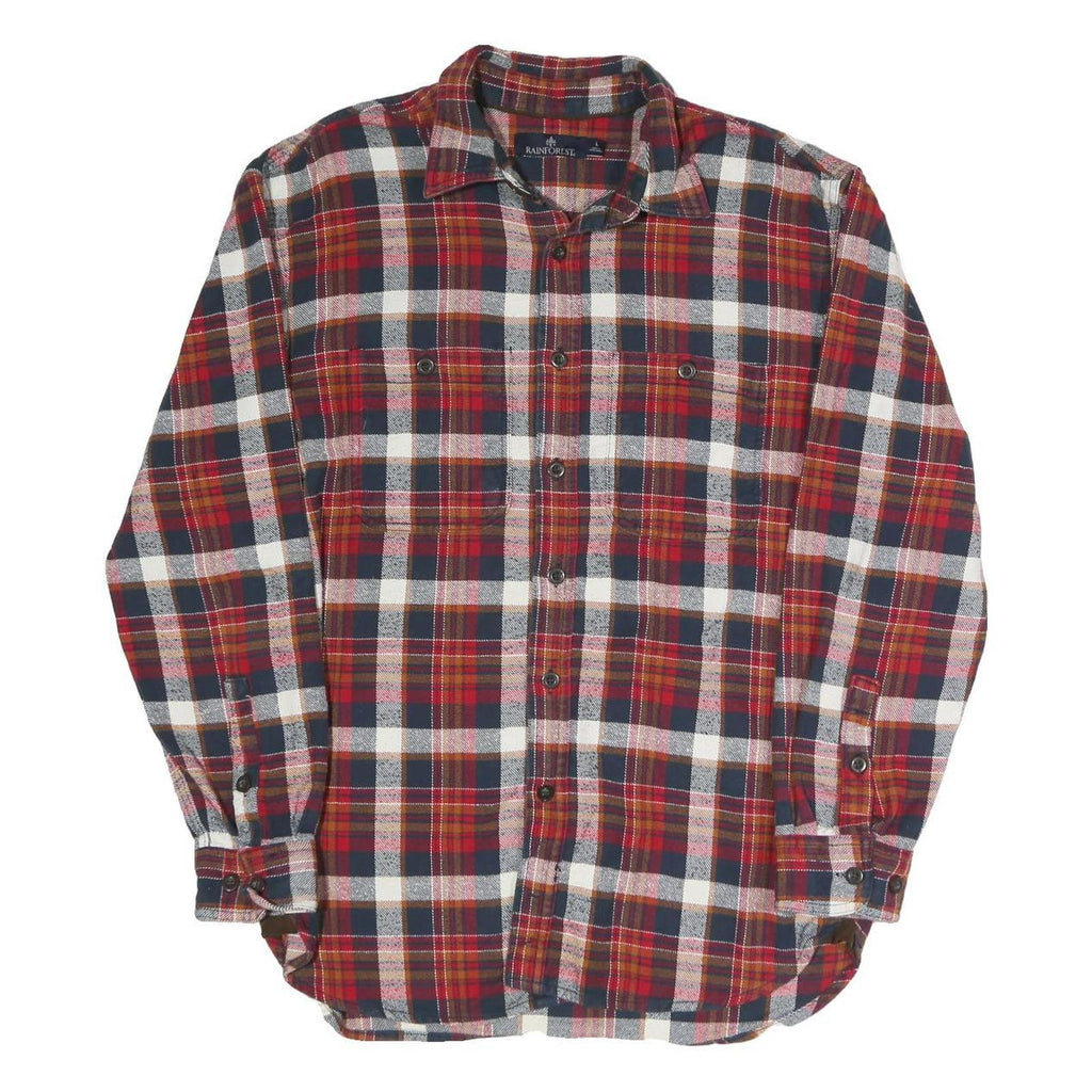 Rainforest Mens Red Black & White Check Flannel Shirt L Casual Cotton Blend