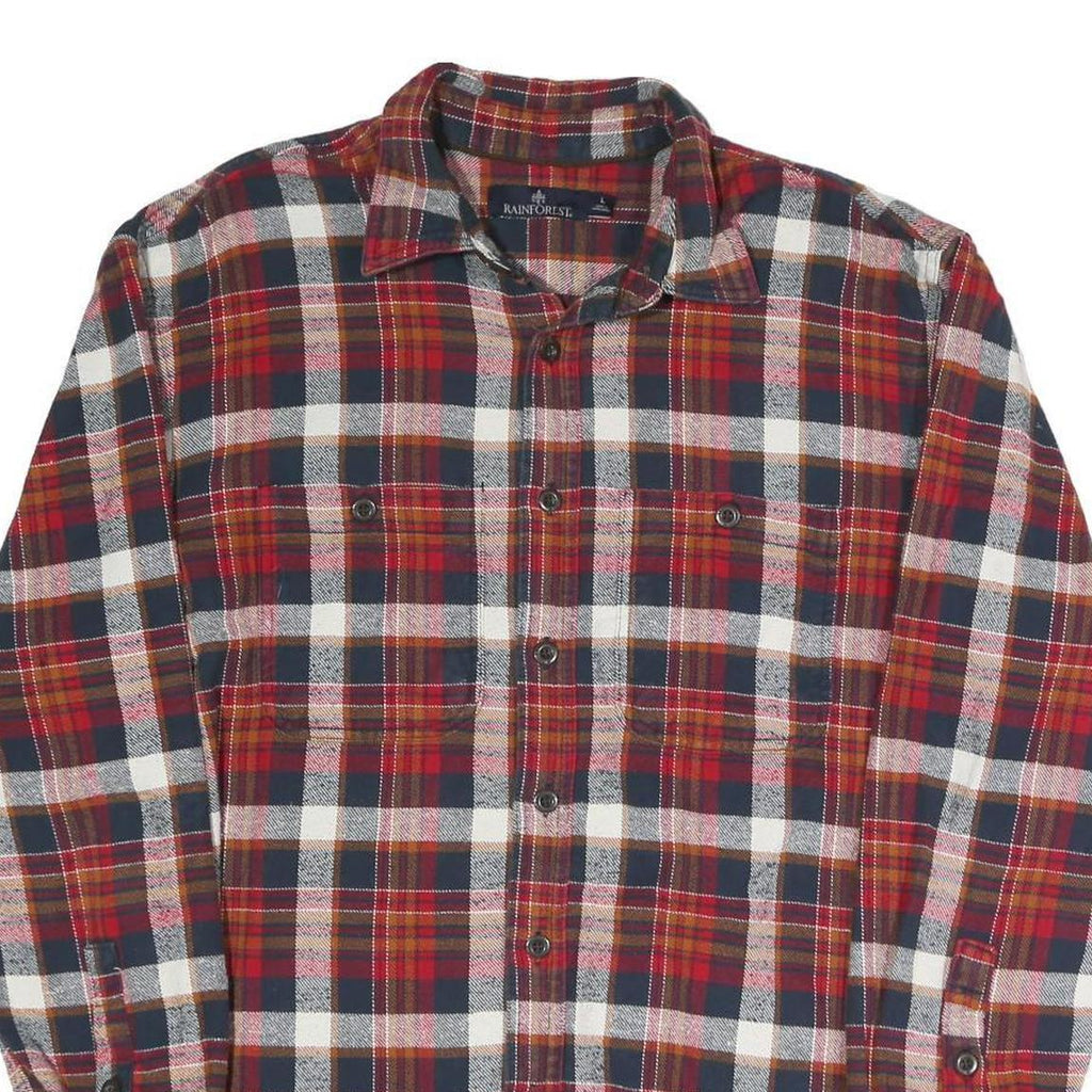 Rainforest Mens Red Black & White Check Flannel Shirt L Casual Cotton Blend