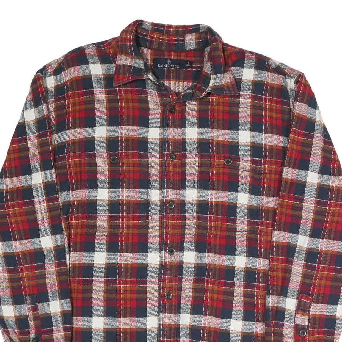 Rainforest Mens Red Black & White Check Flannel Shirt L Casual Cotton Blend
