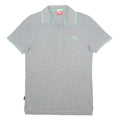 PUMA Mens Grey & Green Polo Shirt S Cotton Short Sleeve Sport Casual