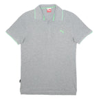 PUMA Mens Grey & Green Polo Shirt S Cotton Short Sleeve Sport Casual