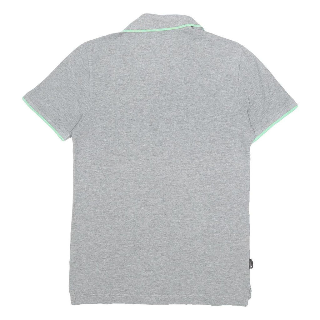 PUMA Mens Grey & Green Polo Shirt S Cotton Short Sleeve Sport Casual