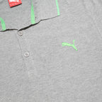 PUMA Mens Grey & Green Polo Shirt S Cotton Short Sleeve Sport Casual