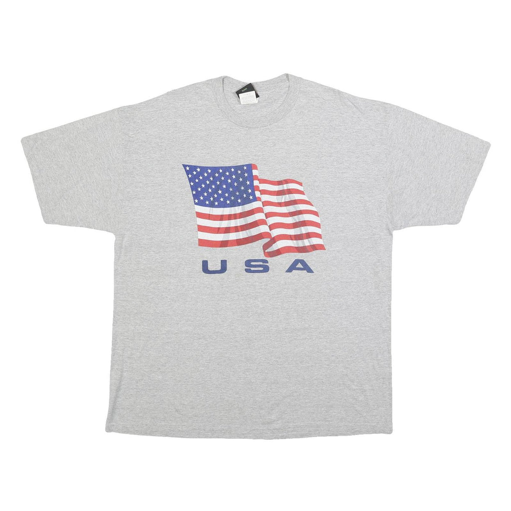 TSI Mens Grey USA Graphic T-Shirt XL Short Sleeve Crew Neck Cotton Blend