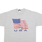 TSI Mens Grey USA Graphic T-Shirt XL Short Sleeve Crew Neck Cotton Blend