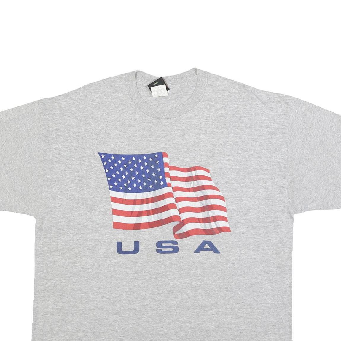 TSI Mens Grey USA Graphic T-Shirt XL Short Sleeve Crew Neck Cotton Blend