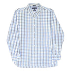 TOMMY HILFIGER Mens Blue & White Checked Shirt XL Cotton Button Down Casual