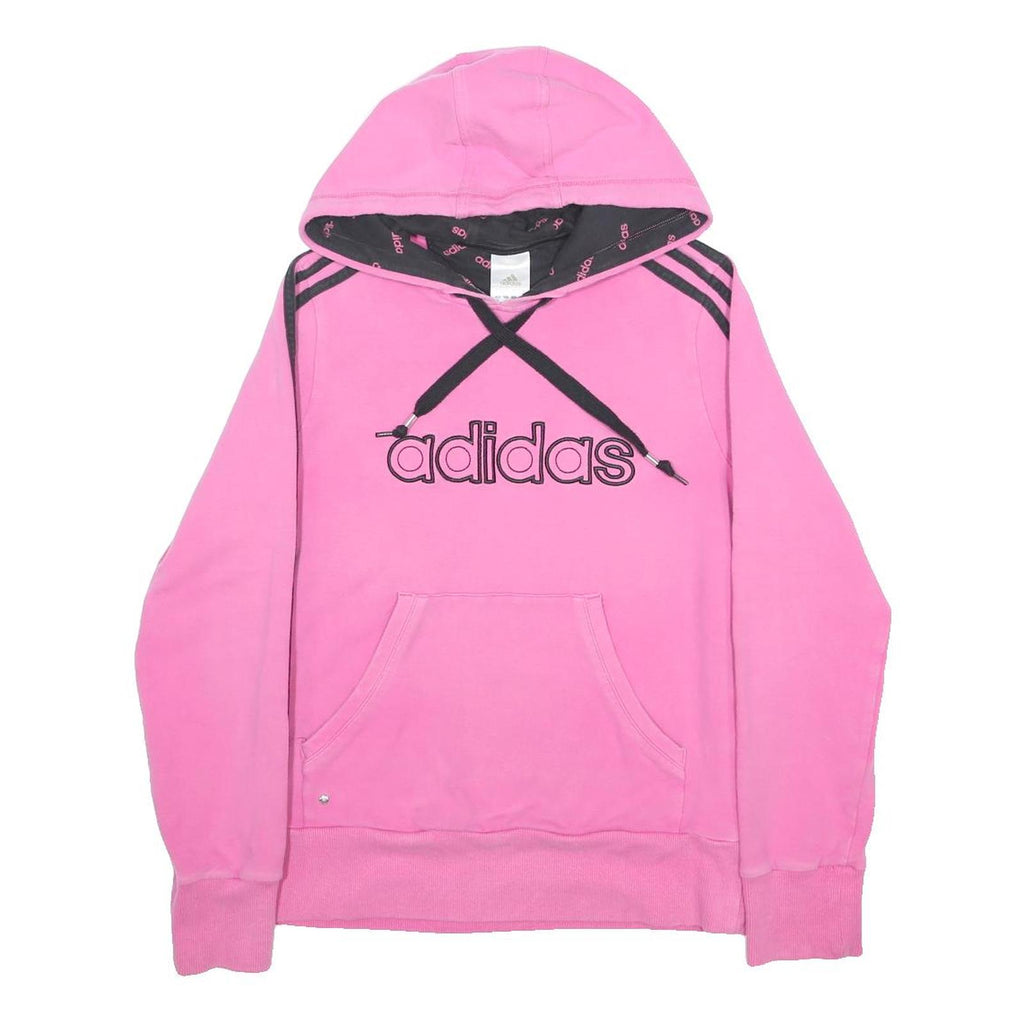 ADIDAS Womens Pink Hoodie UK 14 Cotton Blend Casual Sports Sweatshirt