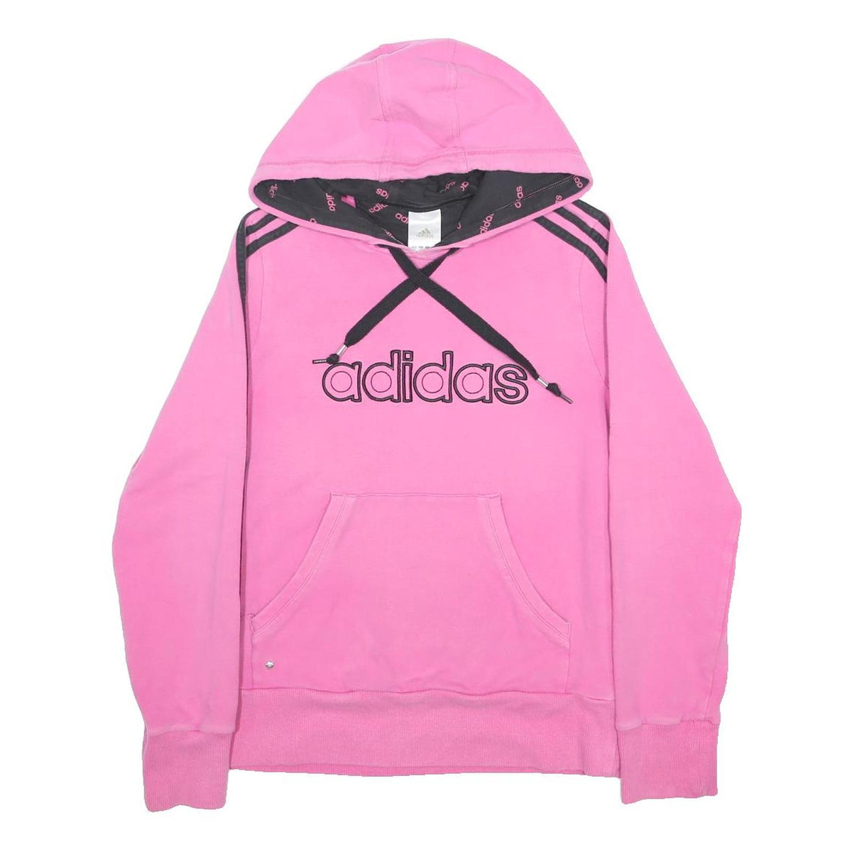 ADIDAS Womens Pink Hoodie UK 14 Cotton Blend Casual Sports Sweatshirt