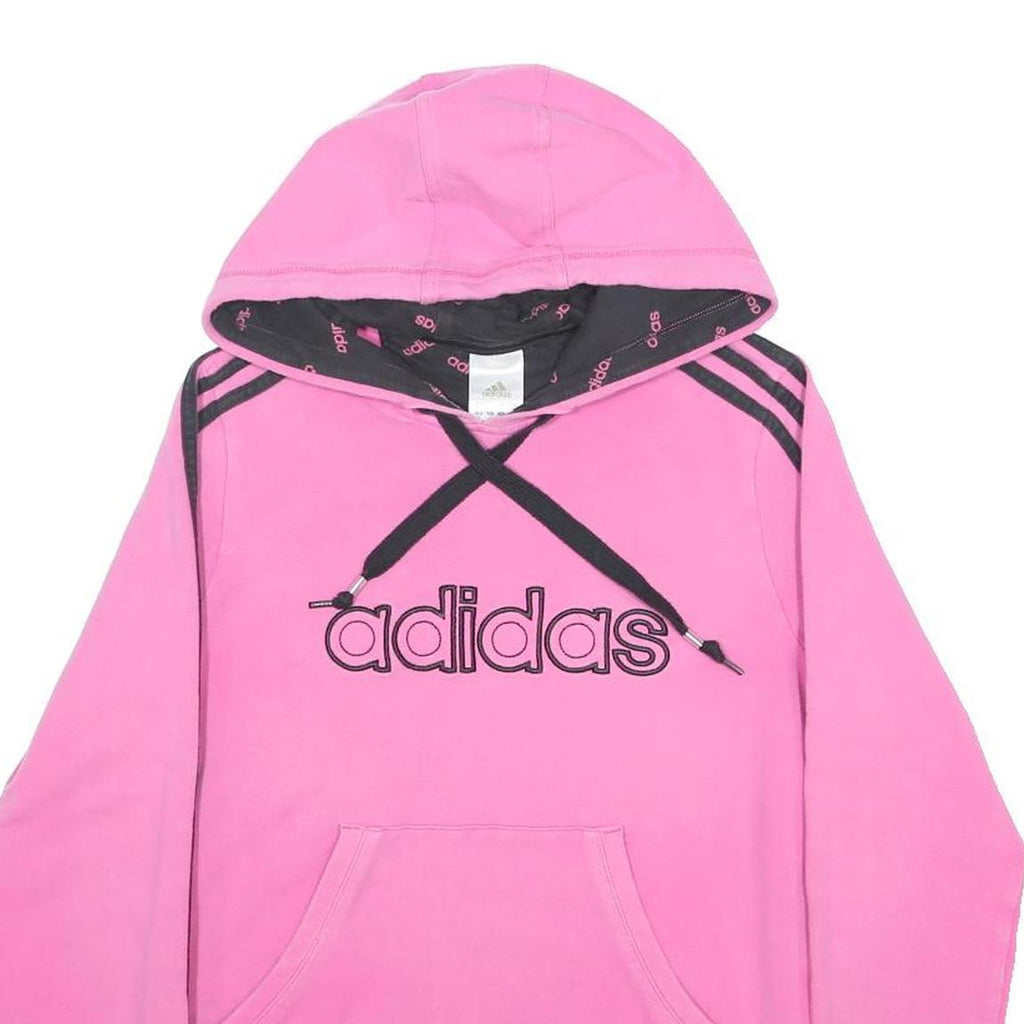 ADIDAS Womens Pink Hoodie UK 14 Cotton Blend Casual Sports Sweatshirt