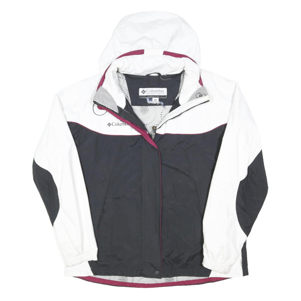 COLUMBIA Womens White & Black Outdoor Zip Jacket XL Polyester Blend Hooded