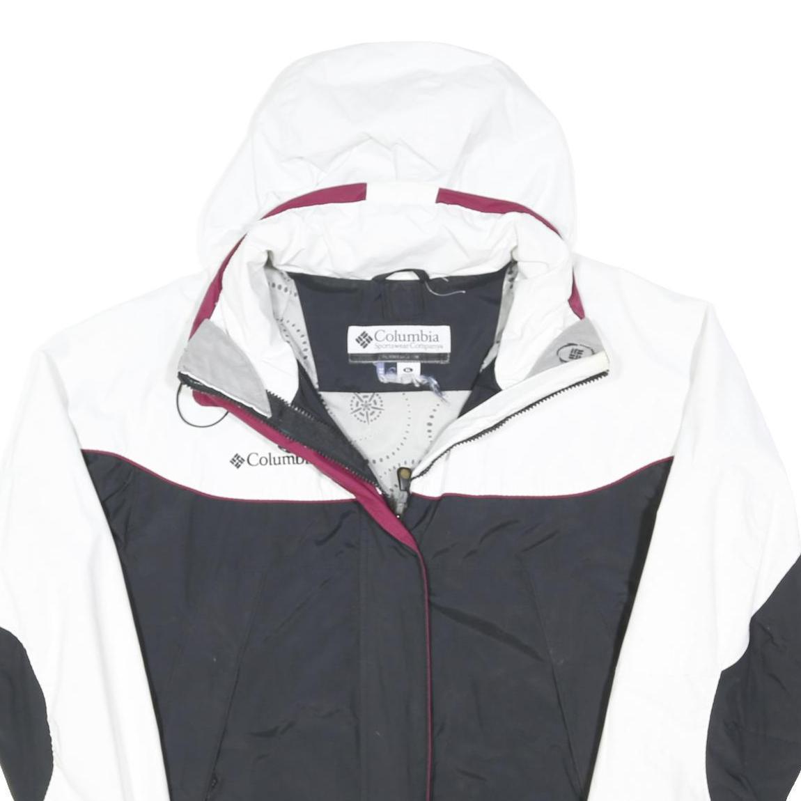 COLUMBIA Womens White & Black Outdoor Zip Jacket XL Polyester Blend Hooded