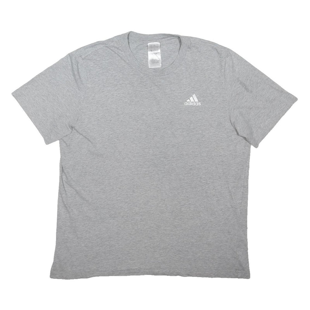 ADIDAS Mens Grey Plain Cotton Blend T-Shirt L Short Sleeve Crew Neck Casual Top