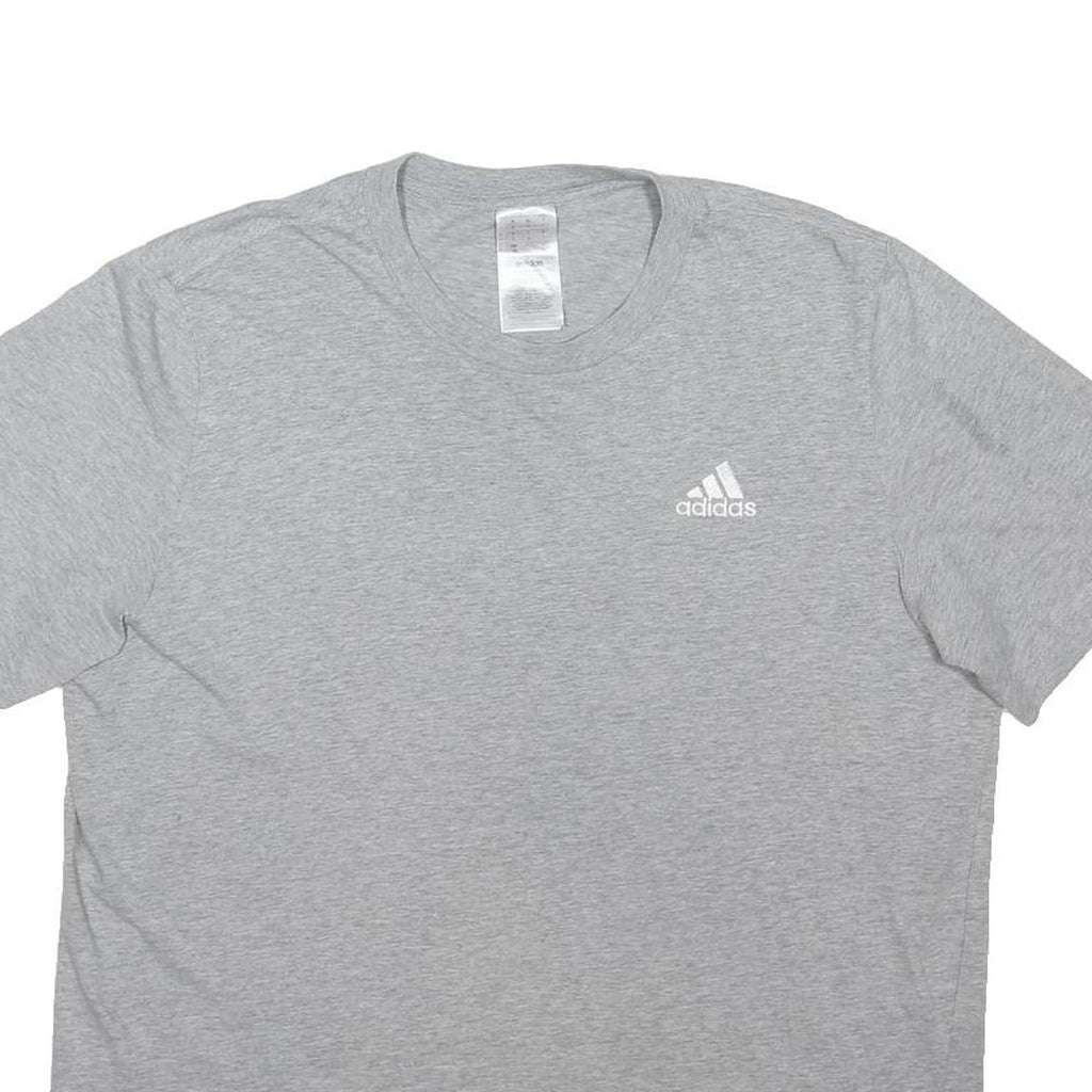 ADIDAS Mens Grey Plain Cotton Blend T-Shirt L Short Sleeve Crew Neck Casual Top