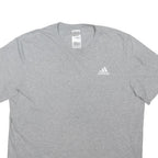 ADIDAS Mens Grey Plain Cotton Blend T-Shirt L Short Sleeve Crew Neck Casual Top