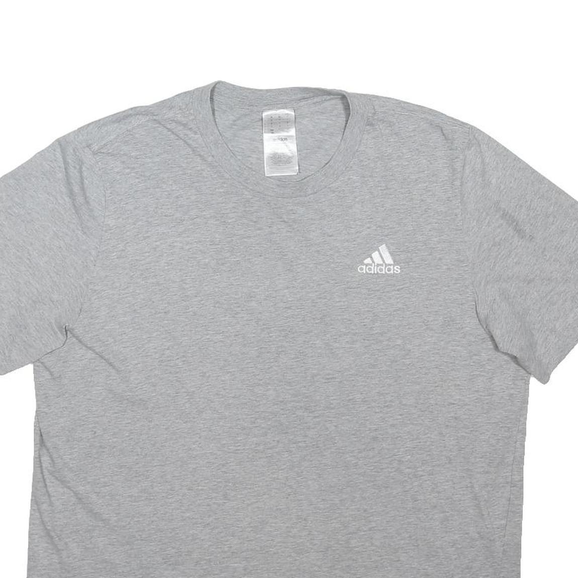 ADIDAS Mens Grey Plain Cotton Blend T-Shirt L Short Sleeve Crew Neck Casual Top