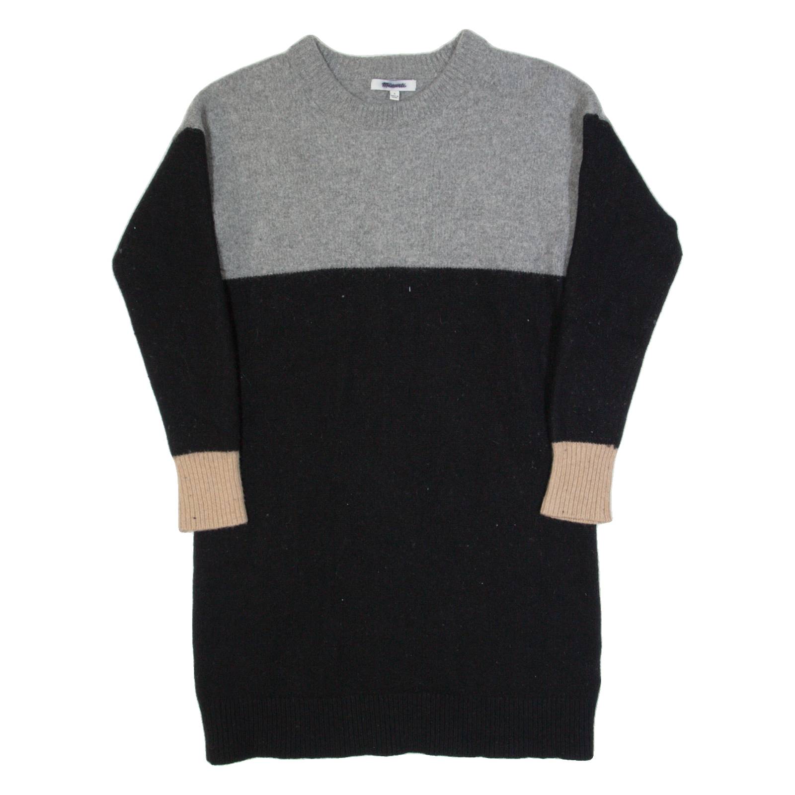 MADEWELL Womens Jumper Dress Black Knit Long Sleeve Knee Length S