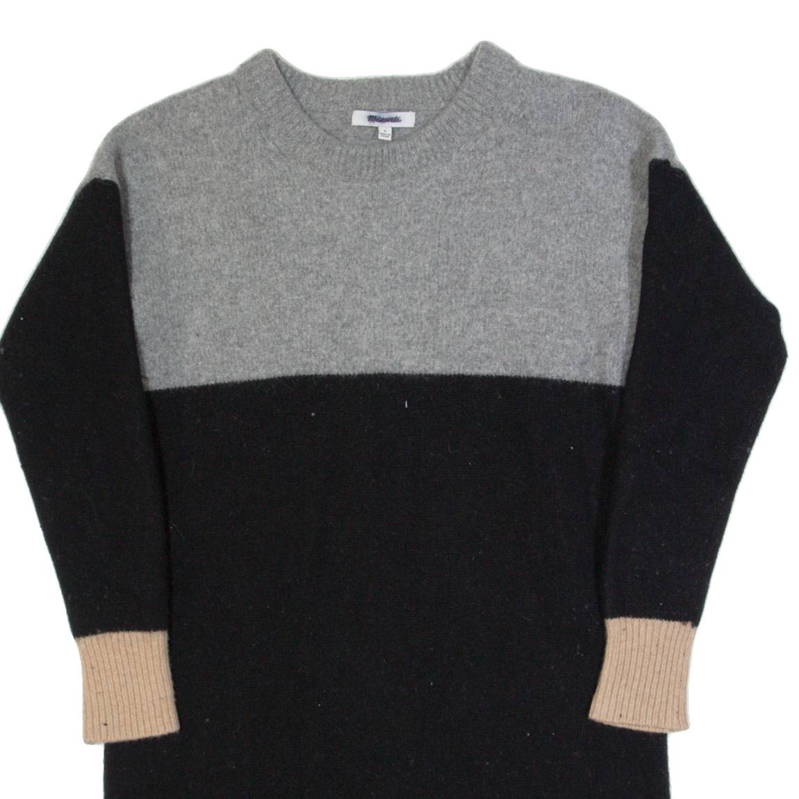 MADEWELL Womens Jumper Dress Black Knit Long Sleeve Knee Length S