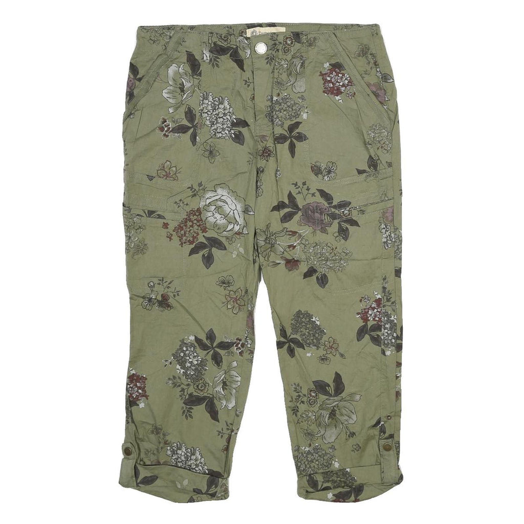 DEMOCRACY Womens Shorts Green Floral Casual UK 12 W32 Cotton Blend