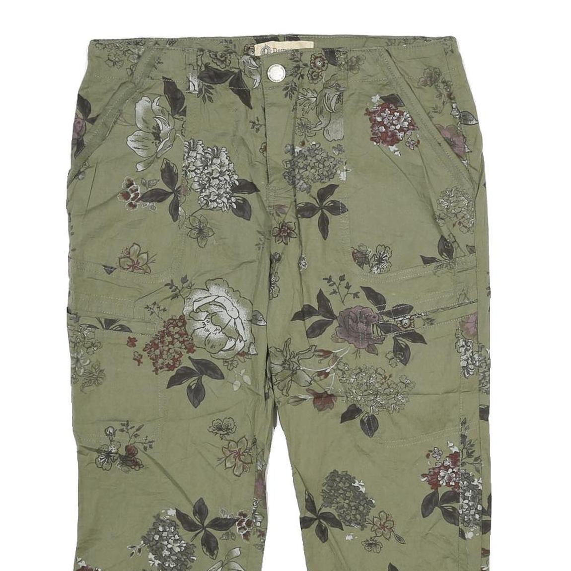 DEMOCRACY Womens Shorts Green Floral Casual UK 12 W32 Cotton Blend