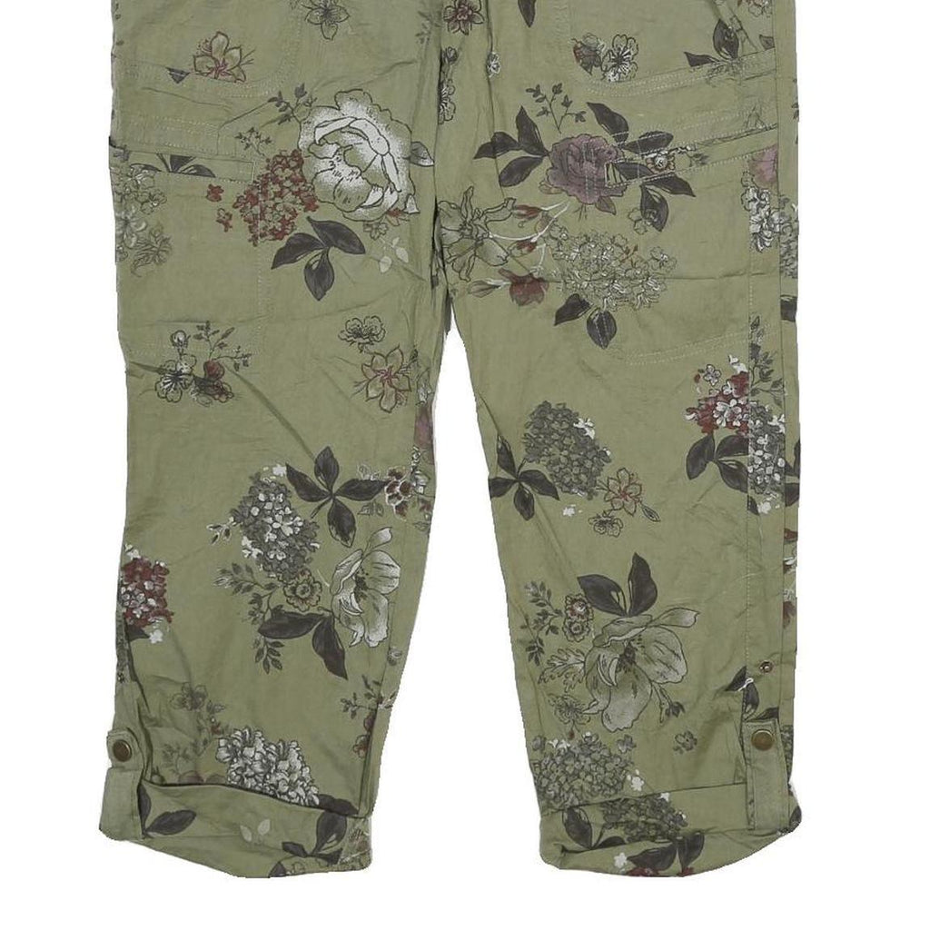 DEMOCRACY Womens Shorts Green Floral Casual UK 12 W32 Cotton Blend