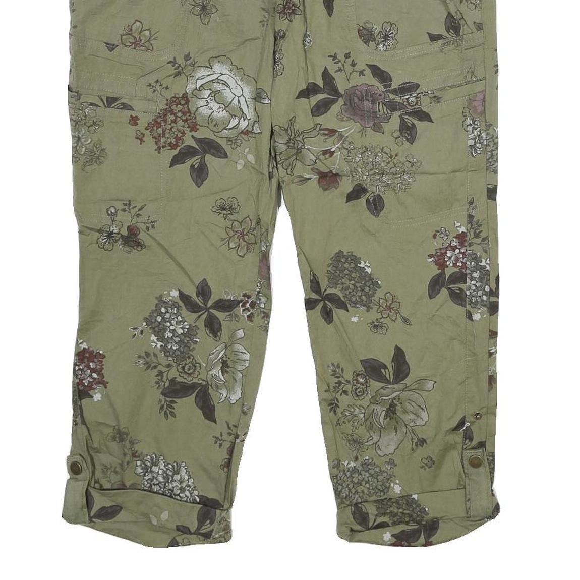 DEMOCRACY Womens Shorts Green Floral Casual UK 12 W32 Cotton Blend