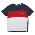 NAUTICA Mens Navy & Red & White Colorblock T-Shirt S Short Sleeve Crew Neck Logo