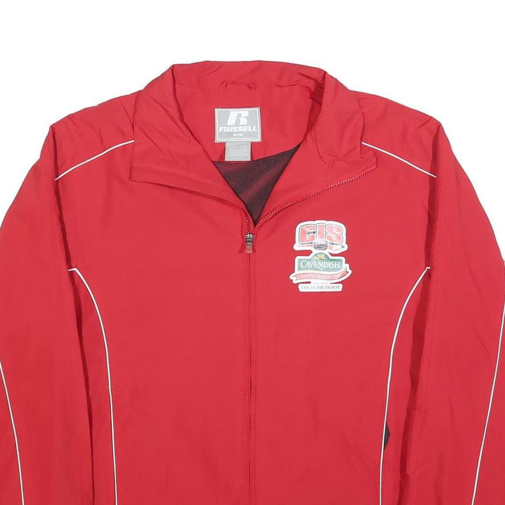 RUSSELL ATHLETIC Mens Red Zip Up Polyester Blend Jacket M Athletic Plain