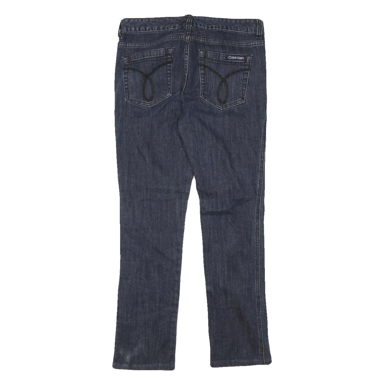 CALVIN KLEIN JEANS Womens Slim Blue Denim Raw W30 L28 Stretch Comfortable