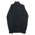 DKNY Womens Jumper Black 1/4 Zip Tight Knit S